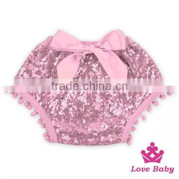 Charming Champine Sequins Baby Bloomers With Bows 0-2 Years Old Girls Cotton Bloomers Soft Touch Diaper Cover photo-4
