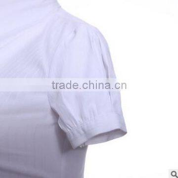 2017 Korean Design Pure Color Short Sleeve Polyester & Cotton Mix Ladies Tops Fashion Women Blouse photo-3