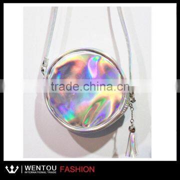 Silver Holographic Travel Round Pouch