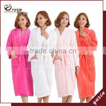 Wholesale Girls Red Flannel Fleece Bathrobe Breathable Hotel Bath Robe FR0003