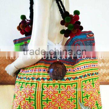 Embroidered HMONG Hill Tribe Tote Handmade Hand Bag