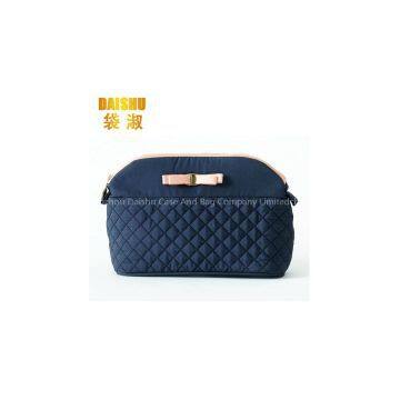 Blue Qulited Makeup Travel Bag