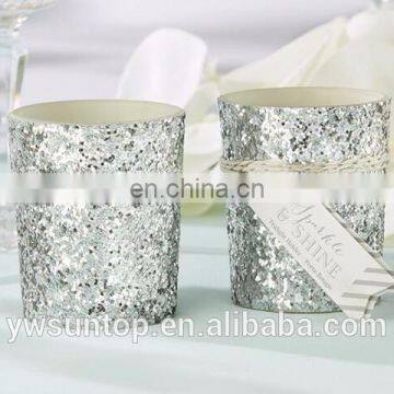 Silver Theme Glitters Candle Hoder For Wedding Party Decoration