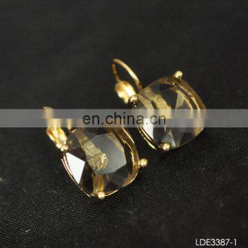 Square Beryl Gold Plated Earrings Finding Clip