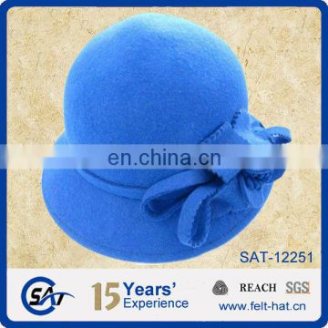 blue pure wool felt elegant bucket hat