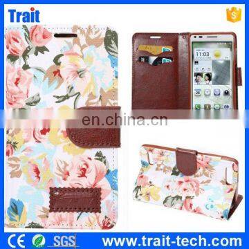 Wallet style Flip leather case for Huawei Ascend G6 with card slots