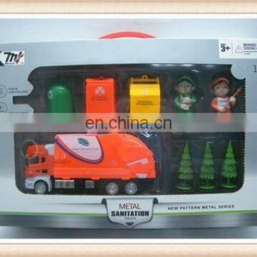 free wheel die cast sanitation vehicle city car metal garbage truck toy