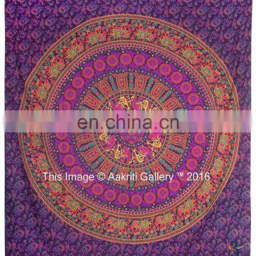 Wholesale Indian Pink & Purple Color Barmeri Mandala Big Flower Design cotton indian tapestries Double 92x82 Tapestry