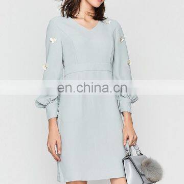 Newest Hot Sale Vintage Blue Women Elegant Dress