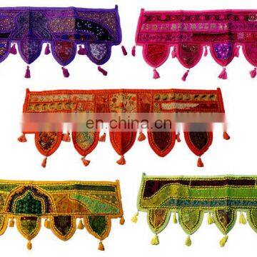 Decorative Beaded Sitara Toran Embroidered Door Cotton Mirror Work Toran Window Valance Topper Toran door hanging wholesale art