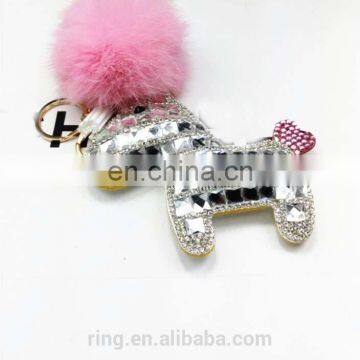 China Keychain Manufacturer Factory Direct Sell Crystal Horse Fur Ball Keychain photo-4