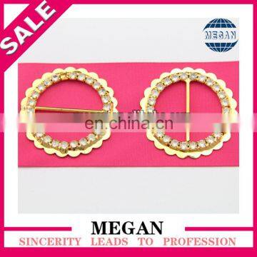 wholesale fashion clothes usage gold plating round rhinestone buckle for garment