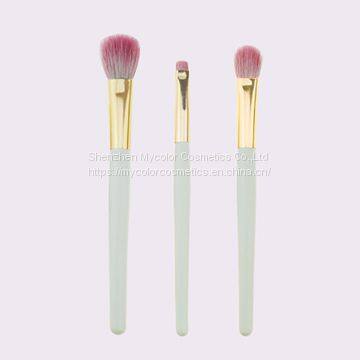 3pcs Matcha Color Practical Eyeshadow Brush Wool Hair Makeup Brush Set Portable OEM With Sack photo-2