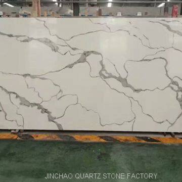 Artificial calacatta white quartz stone slabs