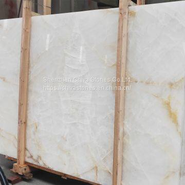 Crystal White Onyx Slabs Natural Marble Stone White Onyx Transparent Wall Tiles Big Interior Wall Tiles With Backlit photo-2