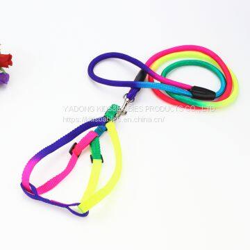 Colorful round rope pet leash dog leash pet chest harness cat leash A9