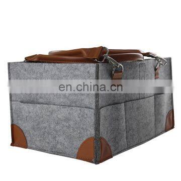 Customized Felt Diaper Caddy With Leather Corner photo-3
