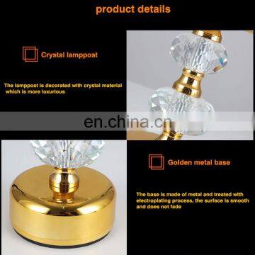 High Quality Luxury Modern Nordic Crystal Golden Table Lamp Usb Rechargable Hotel Bedside Bar Restaurant Retro Lamp photo-6