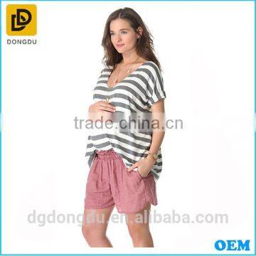 Perfect Quality V- Collar Design Summer Loose Casual T-shirt for Pregnant Women photo-2