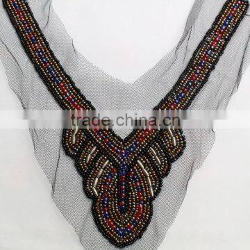 0518L Hot Sale Fashion Handmade Rhinestone Collar Applique, V Shape Rhinestone Applique Collar,beaded Rhinestone Collar Applique photo-3