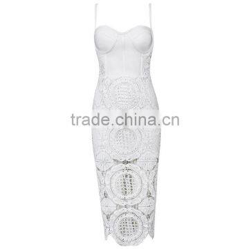 Summer dress hot selling 2015 new women elegant and sey white lace evening party bandage dress Bandage Bodycon Women Wearing