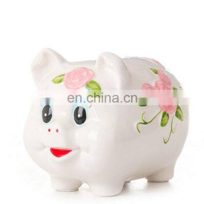 Children Gift Home Decoration Rose Colorful Pig Shape Ceramic Money Box Saving Box photo-4