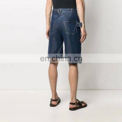 Summer Factory Oem Fashion Custom Logo Wide Legging Blank Denim Shorts for Men photo-3
