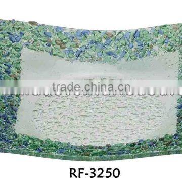 Zibo Made Good Quality Square Shape Wholesale Promotion Clear Decorative Glass Plate for Gift