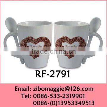 Wholesale New Type Promotion Ceramic Milk Cup with Spoon Made in Zibo