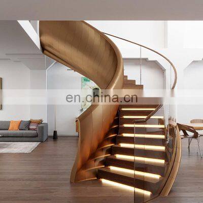 Modern Wooden Arc stairs Grown Shape Staircases for Villa