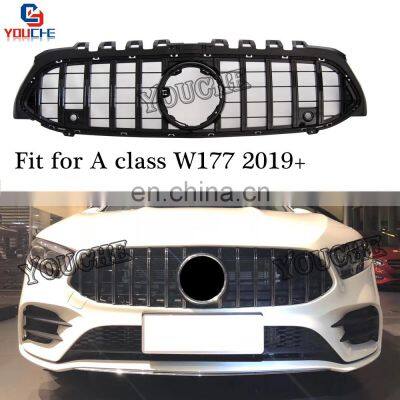 GT R style front bumper grille mesh for Mercedes Benz A class W177 ABS grill