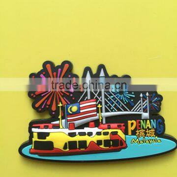 Customized made one side Penang 3d pvc keychain for Malaysia promotional souvenirs gifts