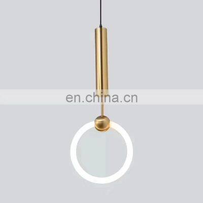 Nordic Gold Semicircular Glass Shade Chandelier Home Art Living Room Pendant Lamp Ceiling Light Fixture