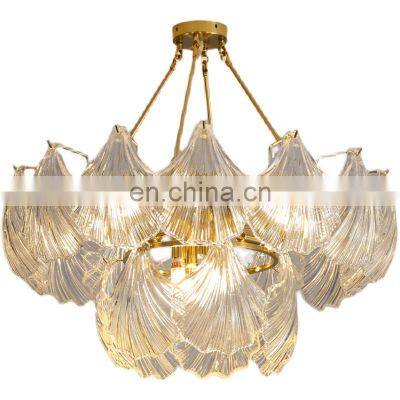 New Arrival Customized Decorations Equipment Stainless Steel Leaf Quality Shell Square Rectangle Luxury Glass Chandeliers photo-2