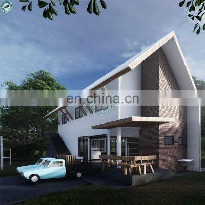 2 Storey Modern Steel Structural Prefab House Double Pitch Roof Design Well-insulated Concrete House in Denmark photo-2