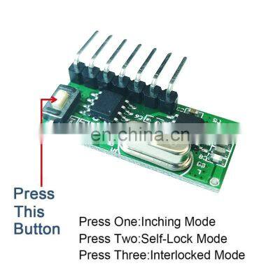 433MHZ Learning Code 4 Key Remote Control + RF Receiving Module Decode Output High Level Signal photo-5