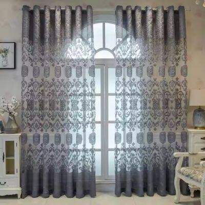 Wholesale Luxury High Quality Burn Out Viscose Silk Sheer Jacquard Voile Chiffon Tulle Curtain Fabric for Upholstery photo-3