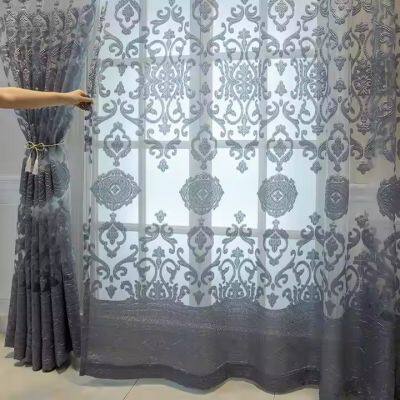 Wholesale Luxury High Quality Burn Out Viscose Silk Sheer Jacquard Voile Chiffon Tulle Curtain Fabric for Upholstery photo-4