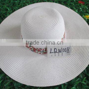 Ladies fashion wide brim paper straw sun beach floppy hats