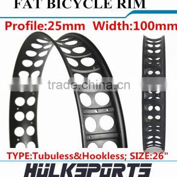 High Quality CheapBicycle Parts 26ER Profile 25mm Fat Wheel Rims Width 100mm Carbon Fiber Wheels Tubuless Rims Fat Bike Wheels