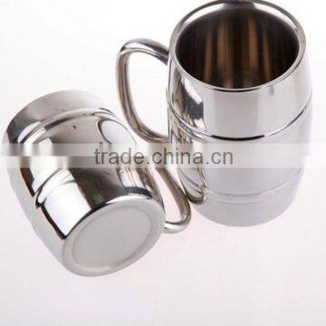 Passed FDA, CA65 Double Wall Barrel Shaped Stainless Steel Beer Mug 18oz/copper plating beer mug