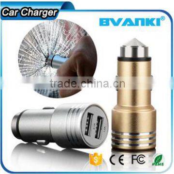 New 3.1A Quick Charge 2.0 Travel Car charger for Travel in-Car use/ Stainless Steel Safety Hammer QC 2.0 Dual USB Car Charger                        
                                                Quality Choice