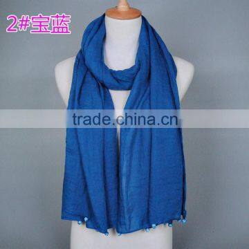 New Design Plain Blank Solid Color Cotton Ladies Fashion Scarves With Pendant photo-4