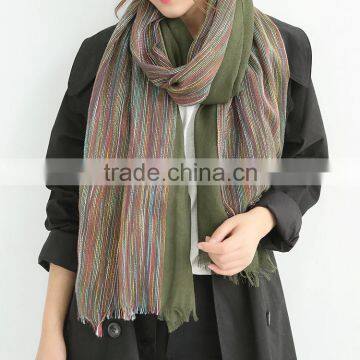 Wholesale Latest Colorful Striped Cotton Viscose Woman Shawl Scarf