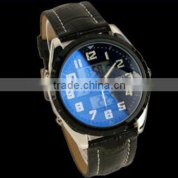 New Classic Swiss Design Mens Man Black Face Army Military Leather Sport Watch