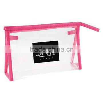 Cheap PVC with color trim make-up case/ clean cosmetic bag