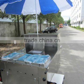 stainless steel hot dog cart with umbrella food kiosk