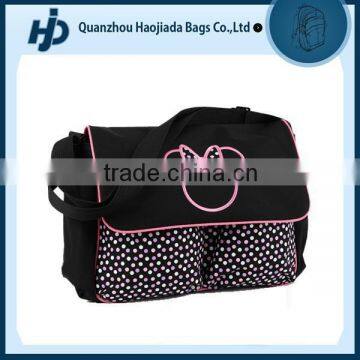 Stylish pink polka dots print large diaper bag