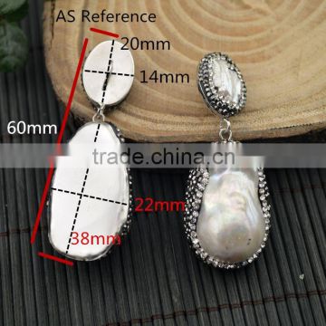 LFD-001P ~ Druzy Pearl Pave Rhinestone Charms Pendants For Necklace Jewelry Finding