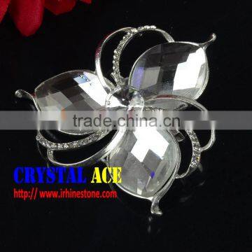 Zinc Alloy Crystal Brooch Pins, Flower Crystal Rhinestone Brooch Pin Factory wholesale for wedding invitation